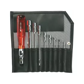   Dugókulcs készlet, 9 darabos, átfordítható nyéllel felgöngyölhető tokban  9