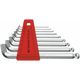   Hajlított hatszögkulcs készlet, rövid szár, gömbvégű fejjel Krómozott 9