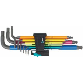   Hajlított hatszögkulcs készlet, BlackLaser felület Multicolour műanyag köpennyel, Hex-Plus 9