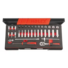   Dugókulcs készlet hosszú fejekkel, 1/4 col négyszög 35 darabos 6