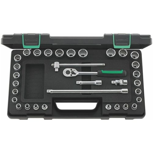 Dugókulcs készlet 3/8 col négyszög 33 darabos, metrikus / collos