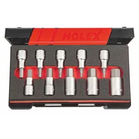   6-szög rátűzőkulcs készlet, 1/2 col négyszög 10 darabos 10