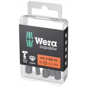   Wera Impaktor bit belső hatszöghöz, 1/4" E 6,3 Készlet 5 bittel 4 mm