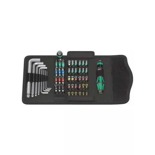 Bit készlet működtető szerszámmal és hajlított hatszögkulccsal 52 darabos