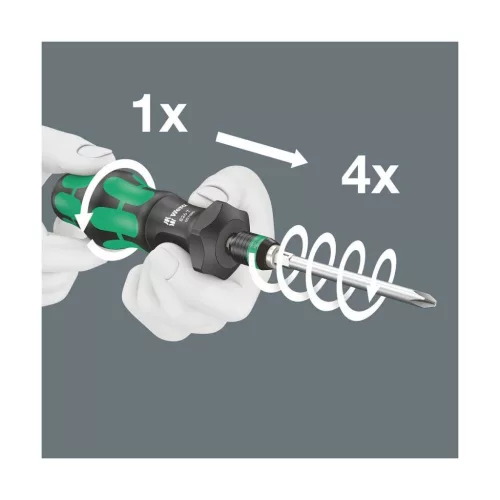 Turbo Kraftform csavarhúzó nyél 1/4 col bitekhez, C 6,3 és E 6,3 gyorsváltó befogóval 6,3
