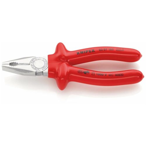 Knipex Kombinált fogó, krómozott VDE merítéssel szigetelt 180 mm