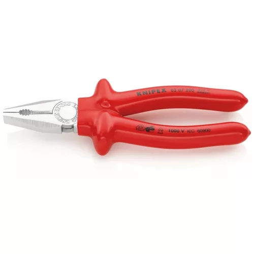 Knipex Kombinált fogó, krómozott VDE merítéssel szigetelt 200 mm