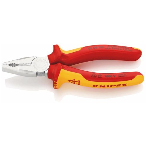 Knipex Vanádium kombinált fogó, krómozott VDE szerint szigetelt 160 mm