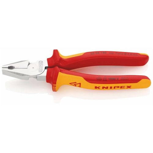 Knipex Erősített kombinált fogó, krómozott VDE szerint szigetelt 180 mm