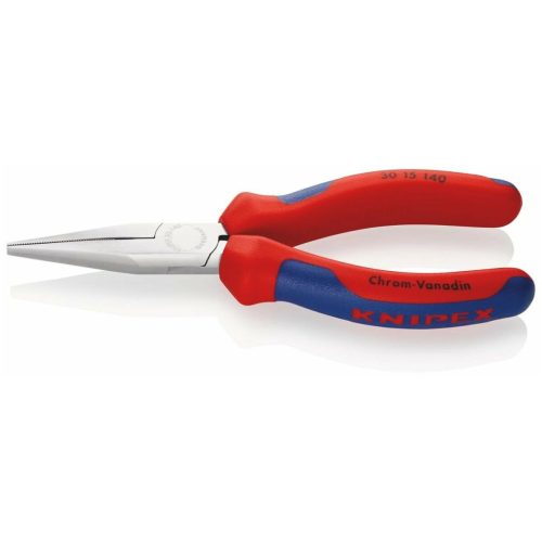 Knipex Hosszúcsőrű fogó, lapos,krómozott, vastagfalú markolattal 140 mm