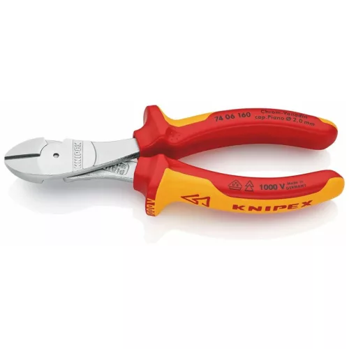 Knipex Erősített oldalcsípőfogó, krómozott VDE szerint szigetelt 160 mm