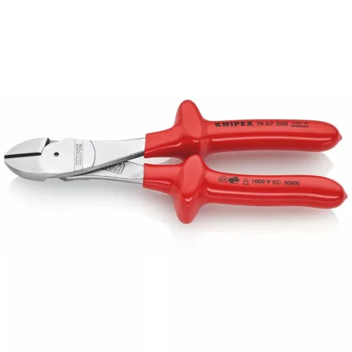 Knipex Erősített oldalcsípőfogó, krómozott VDE merítéssel szigetelt 200 mm