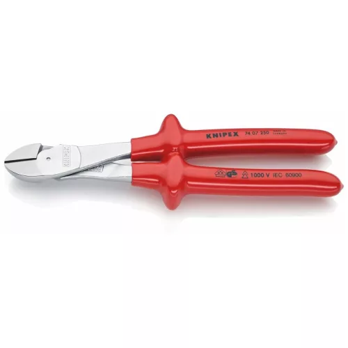 Knipex Erősített oldalcsípőfogó, krómozott VDE merítéssel szigetelt 250 mm