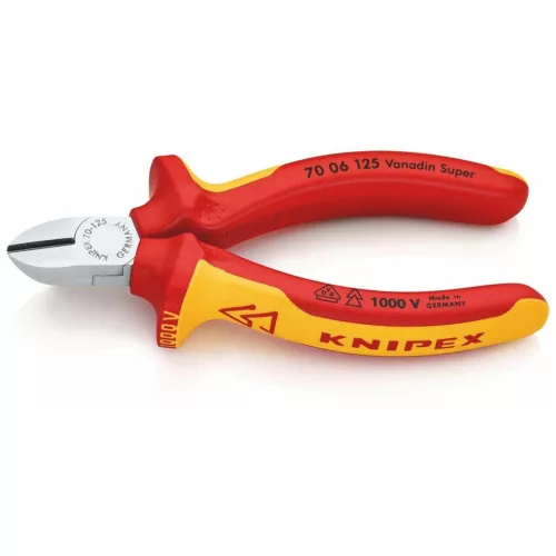 Knipex Oldalcsípőfogó, krómozott VDE szerint szigetelt 125 mm