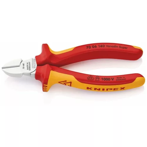 Knipex Oldalcsípőfogó, krómozott VDE szerint szigetelt 140 mm