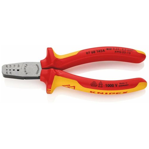 Knipex Présszerszám érvéghüvelyekhez VDE szerint szigetelt 2,5 mm2