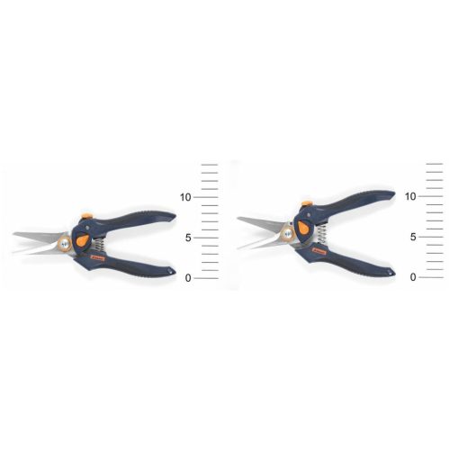 Kombinált olló 2K markolattal egyenes, nyitási méret beállítással 205 mm