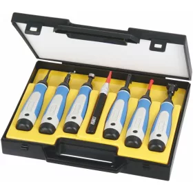   Sokoldalú sorjázó / hántoló készlet (7 tartó pengékkel), műanyag dobozban 16 darabos