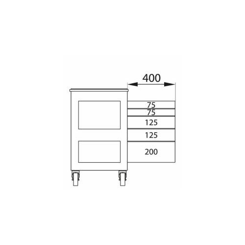 Guruló munkapad 5 fiókkal, egyik oldalra kihúzható 5