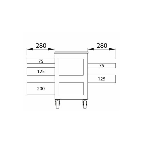 Guruló munkapad 5 fiókkal, mindkét oldalra kihúzható 5