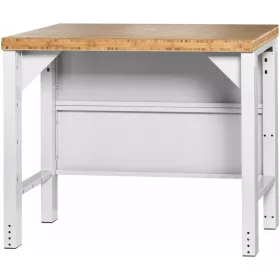   Garant GridLine Vario Basic munkapad, hátfallal, magasság 850 mm, bambusz munkalap 1000 mm