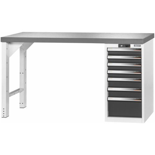Garant GridLine Vario munkapad 16G házzal, magasság 850 mm, sötét Eluplan munkalap 1500/7 mm