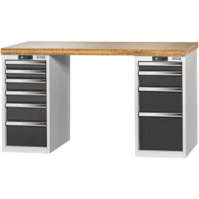   Garant GridLine Vario munkapad 2 db 16G házzal, magasság 850 mm, bambusz munkalap 1500/6+4 mm