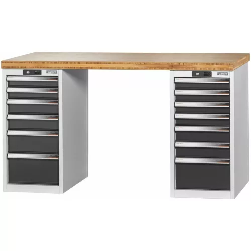 Garant GridLine Vario munkapad 2 db 16G házzal, magasság 850 mm, bambusz munkalap 1500/6+7 mm