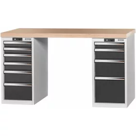   Garant GridLine Vario munkapad 2 db 16G házzal, magasság 850 mm, bükk-multiplex munkalap 1500/6+4 mm