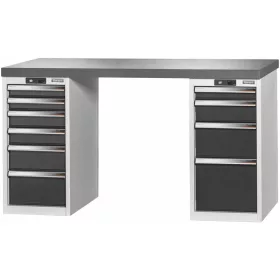   Garant GridLine Vario munkapad 2 db 16G házzal, magasság 850 mm, sötét Eluplan munkalap 1500/6+4 mm