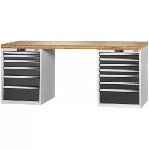 Garant GridLine Vario munkapad 2 db 24G házzal, magasság 850 mm, bambusz munkalap 2000/6+7 mm