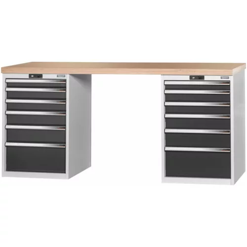 Garant GridLine Vario munkapad 2 db 24G házzal, magasság 950 mm, bükk-multiplex munkalap 2000/6+6 mm