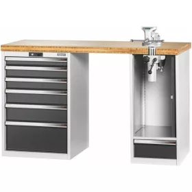   Garant GridLine Vario munkapad 2 házzal, billentő-magasságállítóval, magasság 950 mm, bambusz munkalap 1500/6+1T mm