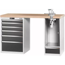   Garant GridLine Vario munkapad 2 házzal, billentő-magasságállítóval, magasság 950 mm, bükk-multiplex munkalap 1500/6+1T mm