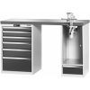 Garant GridLine Vario munkapad 2 házzal, billentő-magasságállítóval, magasság 950 mm, sötét Eluplan munkalap 1500/6+1T mm