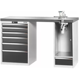   Garant GridLine Vario munkapad 2 házzal, billentő-magasságállítóval, magasság 950 mm, sötét Eluplan munkalap 1500/6+1T mm