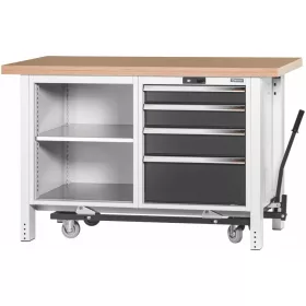   Munkapad kerekekkel, magasság 950 mm bükk-multiplex munkalappal 1500 mm