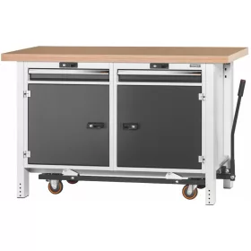   Munkapad kerekekkel, magasság 950 mm bükk-multiplex munkalappal 1500 mm