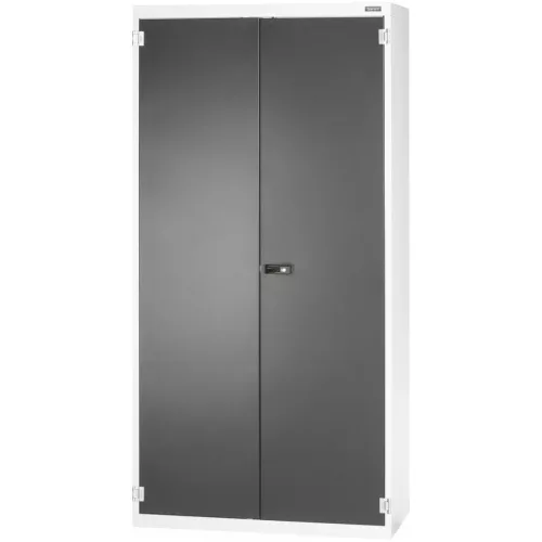 Polcos rendszerszekrény lemez szárnyas ajtókkal Tárolódobozokkal felszerelve 2000 mm