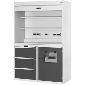   Office Station kompletten, szárnyas ajtó nyomtatófedéllel, 3 fiókkal  DE