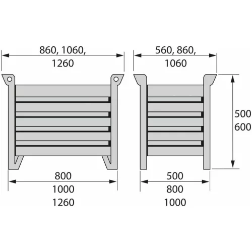 Szállító- és egymásra helyezhető ládák fix falakkal 1200X800 mm