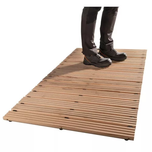 Biztonsági fa járórács, 1×élletöréssel a hosszanti oldalon és kétszeres fellépő profillal / széles oldal 150 cm