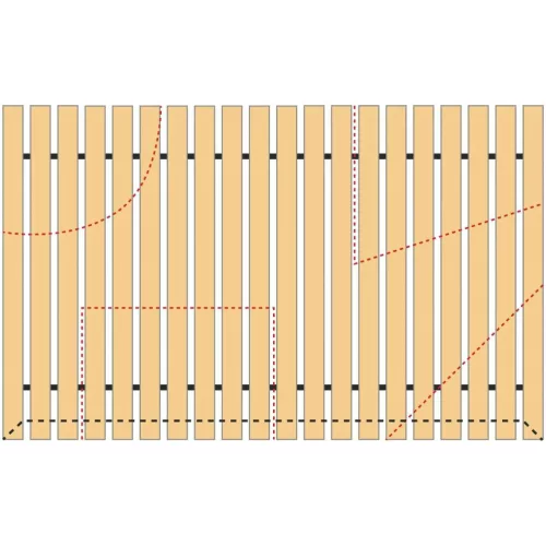 Biztonsági fa járórács, 1×élletöréssel a hosszanti oldalon és kétszeres fellépő profillal / széles oldal 150 cm