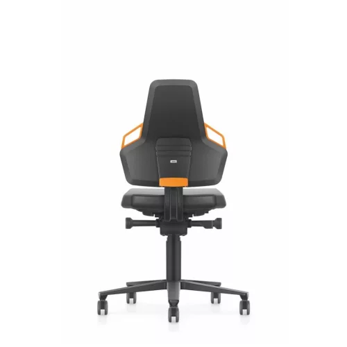 Munka forgószék, műbőr, kerekekkel, alacsony BLACK