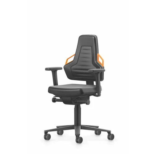 Munka forgószék, műbőr, kerekekkel, alacsony BLACK