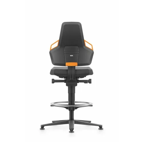 Munka forgószék, Supertec, talppal és lábtartó gyűrűvel, magas BLACK