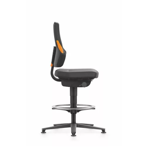 Munka forgószék, Supertec, talppal és lábtartó gyűrűvel, magas BLACK