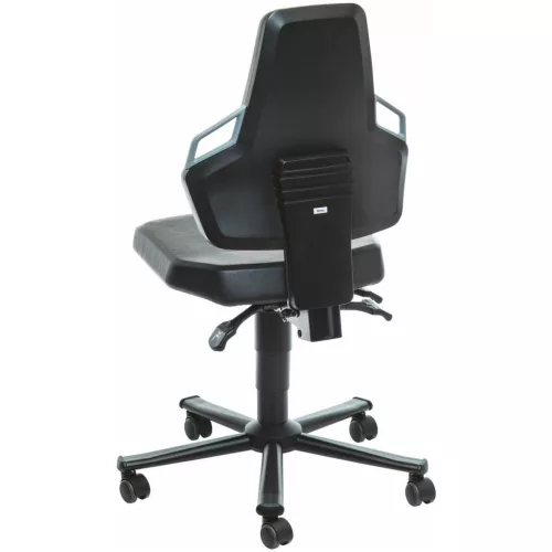 Munka forgószék, műbőr, kerekekkel, alacsony BLACK