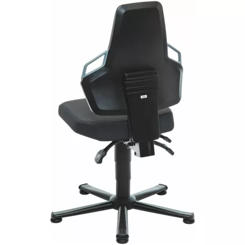 Munka forgószék, Supertec, talppal és lábtartó gyűrűvel, magas BLACK