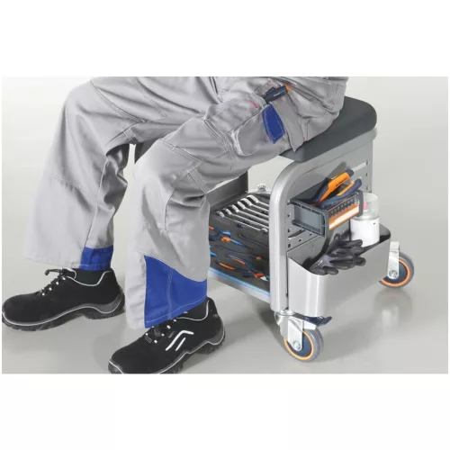 Szerelőzsámoly, műhelyzsámoly műbőr huzattal